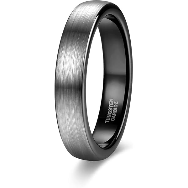 SOMEN TUNGSTEN 4mm Black Ceramic Rings Brushed Comfort Fit